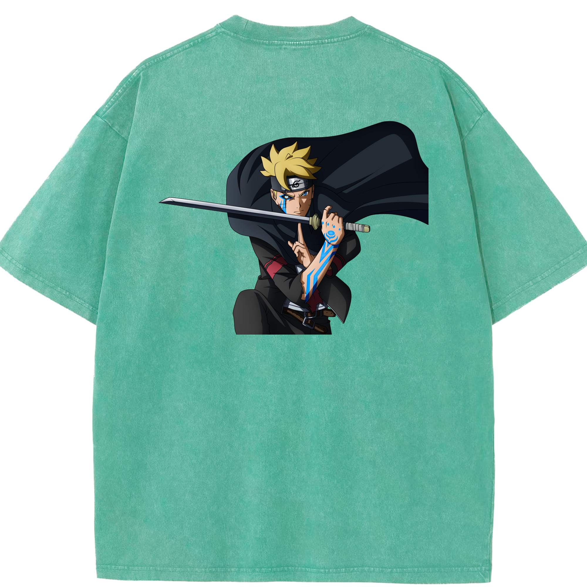 （画像用） NARUTO -ナルト- うずまき ボルト Uzumaki Boruto 綿100% ヴィンテージ風 半袖Tシャツ（背面プリント）